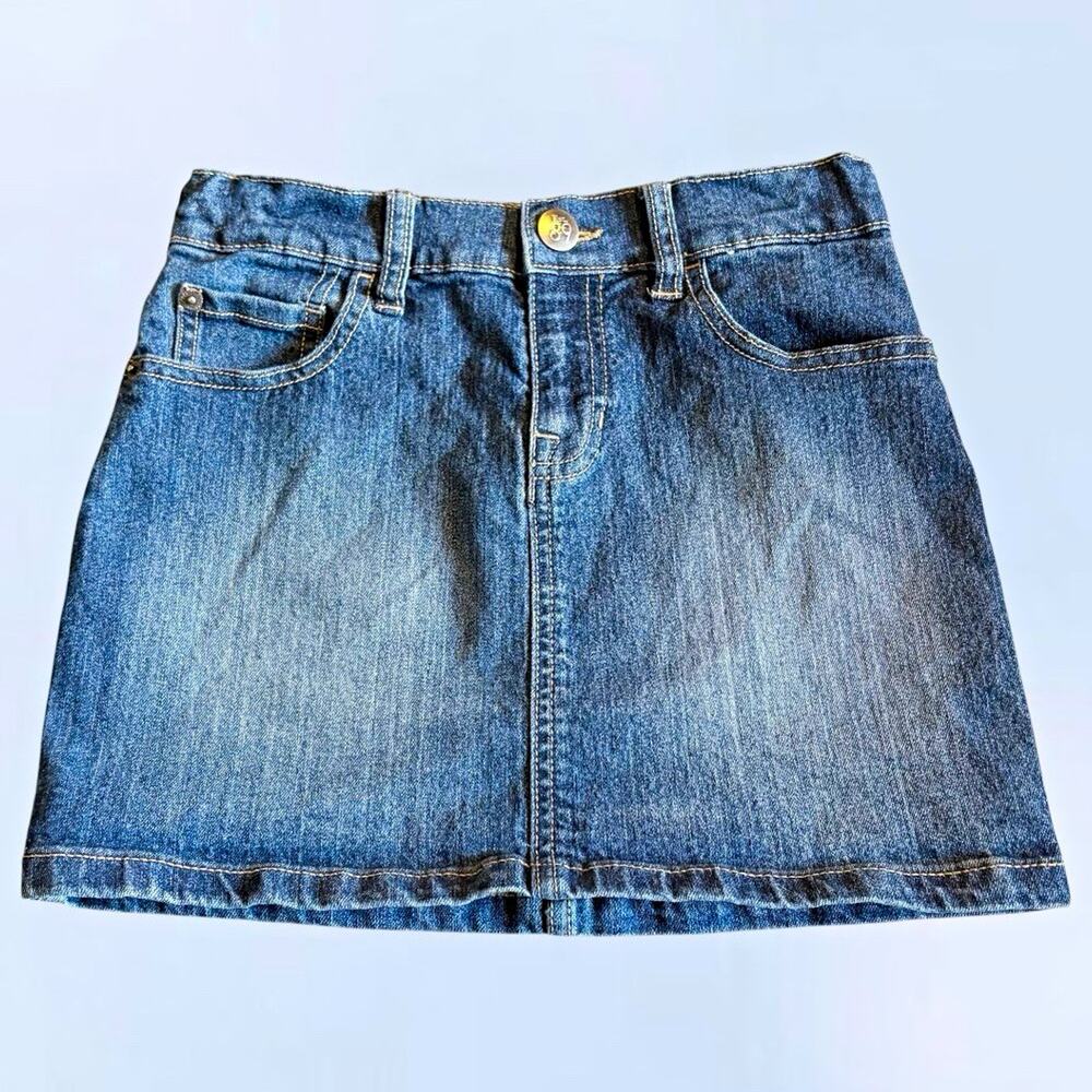 The Childrens Place Girls Dark Wash Denim Skirt Five Pocket Blue Jean Size 10